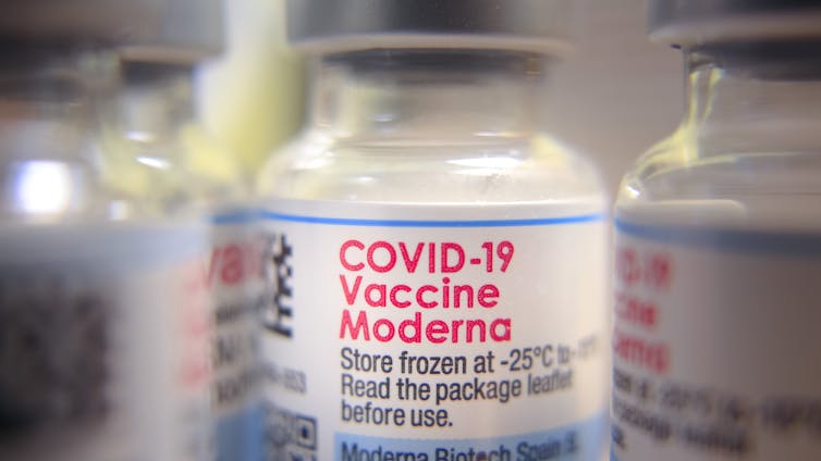 A vial of Moderna's COVID vaccine.